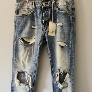 MNML Distressed Light Blue Skinny Jeans